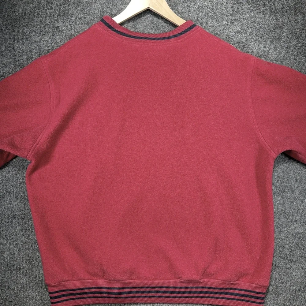 L.L. Bean Fleece Sweatshirt Mens XL Red Striped Trim Vintage Made in USA 90s